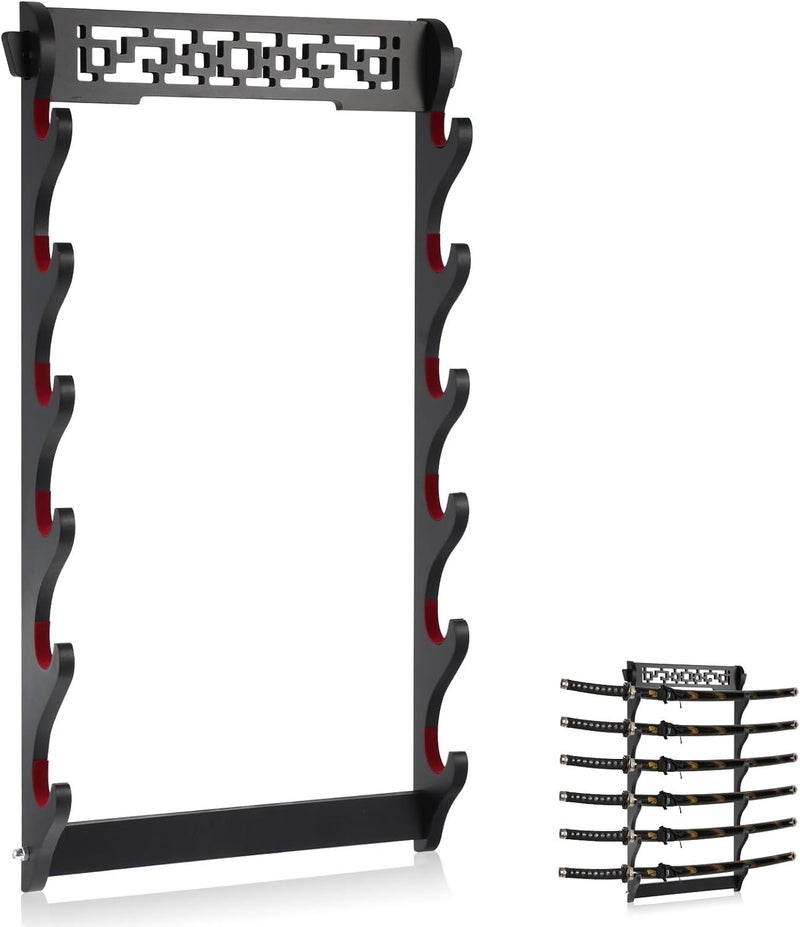 Barydat Katana Sword Holder Stand Wall Mount Katana Samurai Sword Display Rack Hanger Gifts for Japanese Wakizashi Hobby Collection for Men(6 Tier) - Image 1